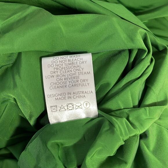 Alex Perry Ruched Strapless Jersey Pink and Green Mini Dress with Gloves Size 6 - Picture 13 of 13